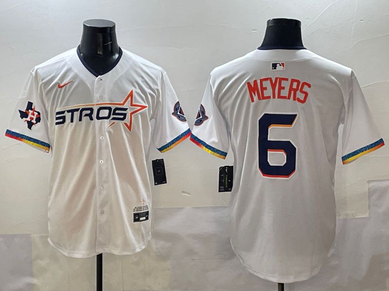 Men Houston Astros 6 Meyers White Four generations Joint Name 2025 Nike MLB Jersey style 8